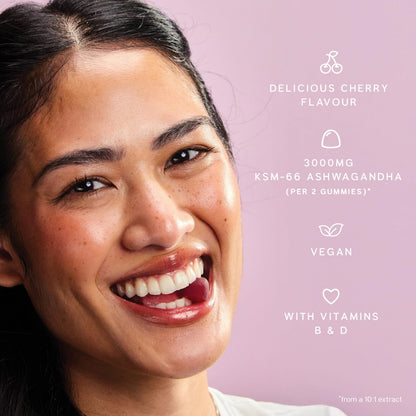 TRIP Ashwagandha Gummies with Vitamin D12 & B Vitamins - 3000mg KSM-66 per Serving, Vegan Cherry, 60 Count