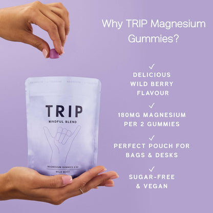 TRIP Magnesium Citrate Gummies with L-Theanine – Sugar Free, Vegan, 180mg per Serving, Wild Berry, 60 Count