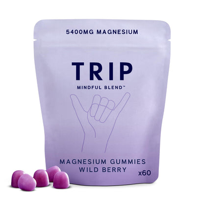 TRIP Magnesium Citrate Gummies with L-Theanine – Sugar Free, Vegan, 180mg per Serving, Wild Berry, 60 Count