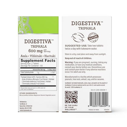 GuruNanda Digestiva Triphala - 240 Tablets | Supports Digestion & Bloating