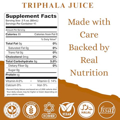 BASIC AYURVEDA Triphala Juice – 16.23 Fl Oz (480 ml) | Digestive Support, Detox & Gut Health | No Added Sugar