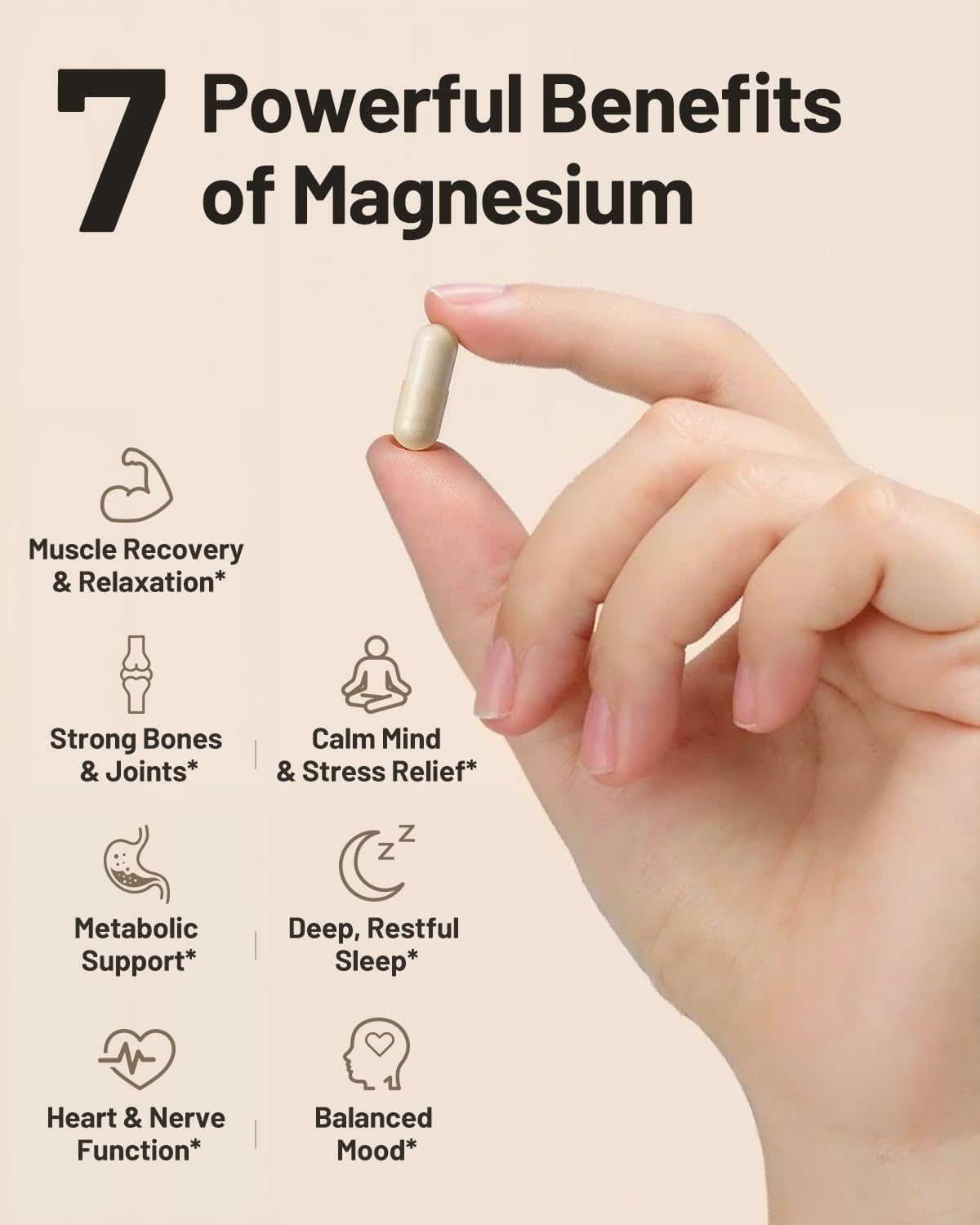 Triple Magnesium Complex 500mg – 7-in-1 Magnesium Supplement with Glycinate, Malate & Citrate | Ashwagandha & L-Theanine | Vegan | Non-GMO | 90 Capsules