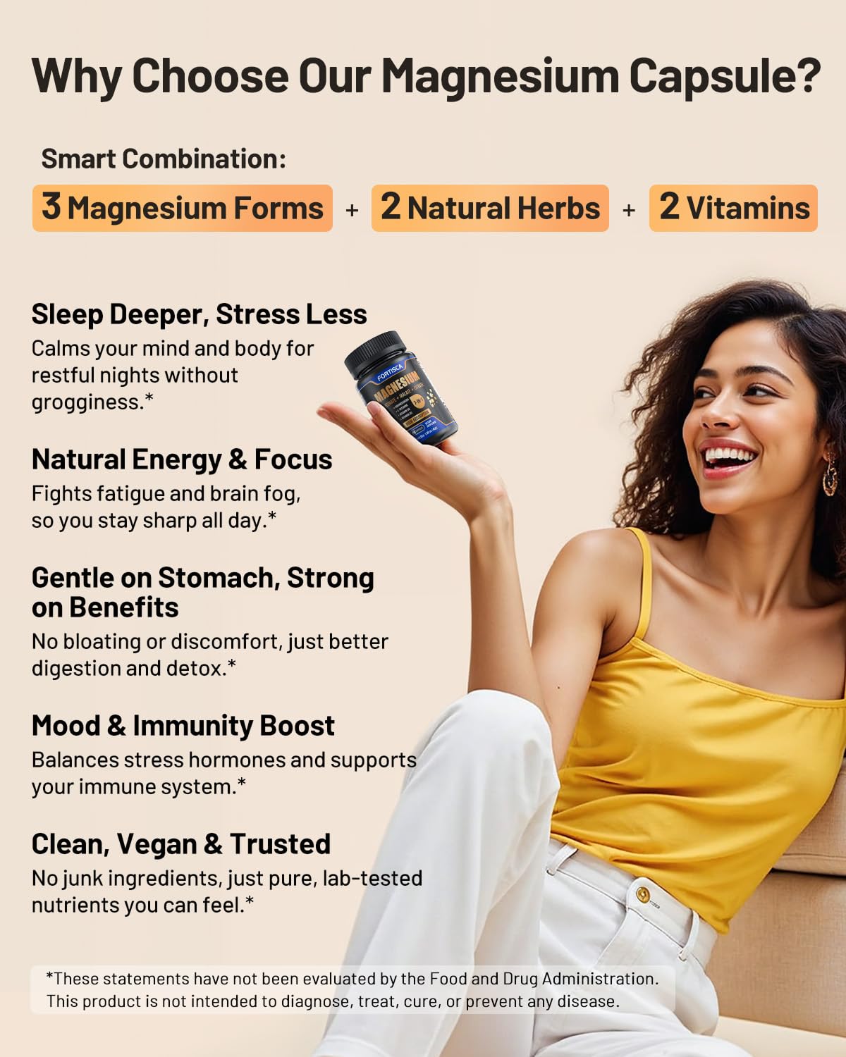 Triple Magnesium Complex 500mg – 7-in-1 Magnesium Supplement with Glycinate, Malate & Citrate | Ashwagandha & L-Theanine | Vegan | Non-GMO | 90 Capsules