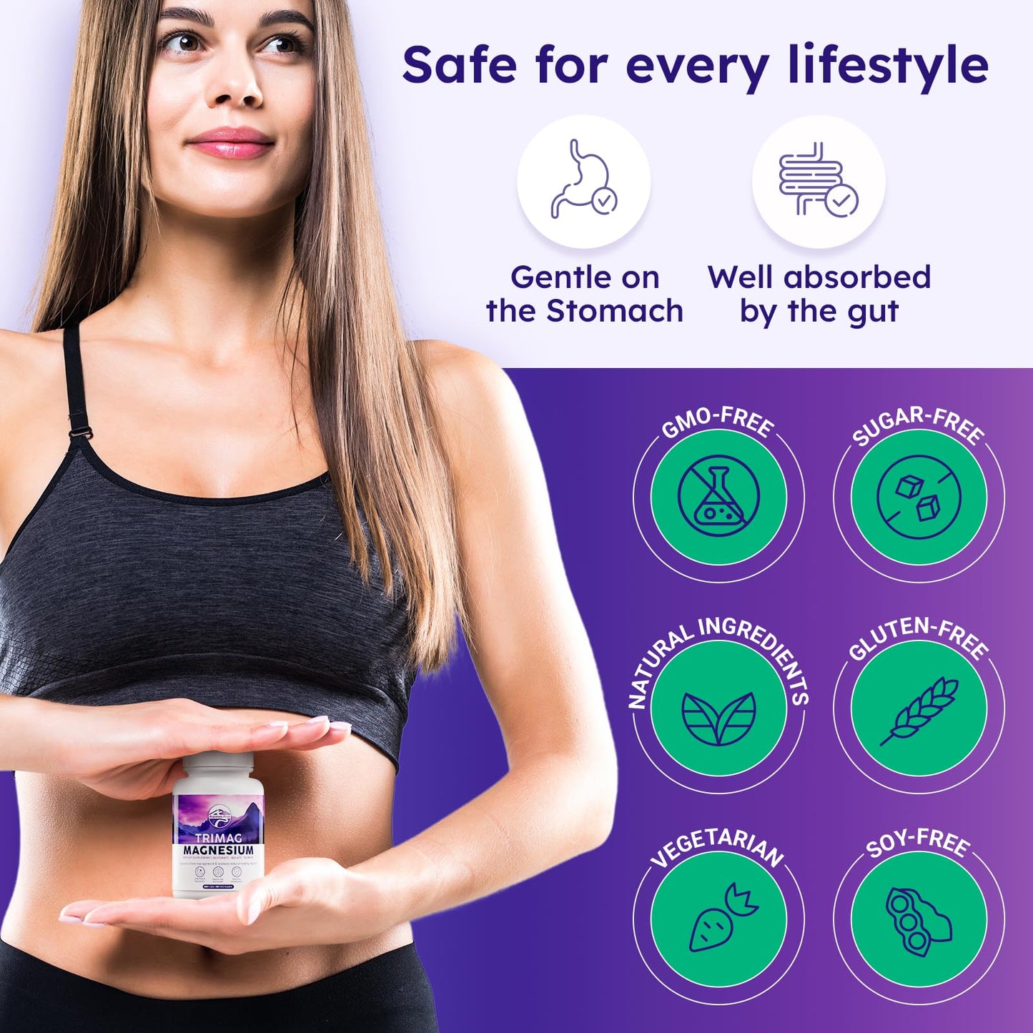 Triple Magnesium Complex – 300mg per Serving – Glycinate, Taurate, Malate – Chelated, Gentle on Stomach – 120 Capsules – Made in USA