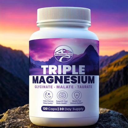 Triple Magnesium Complex – 300mg per Serving – Glycinate, Taurate, Malate – Chelated, Gentle on Stomach – 120 Capsules – Made in USA