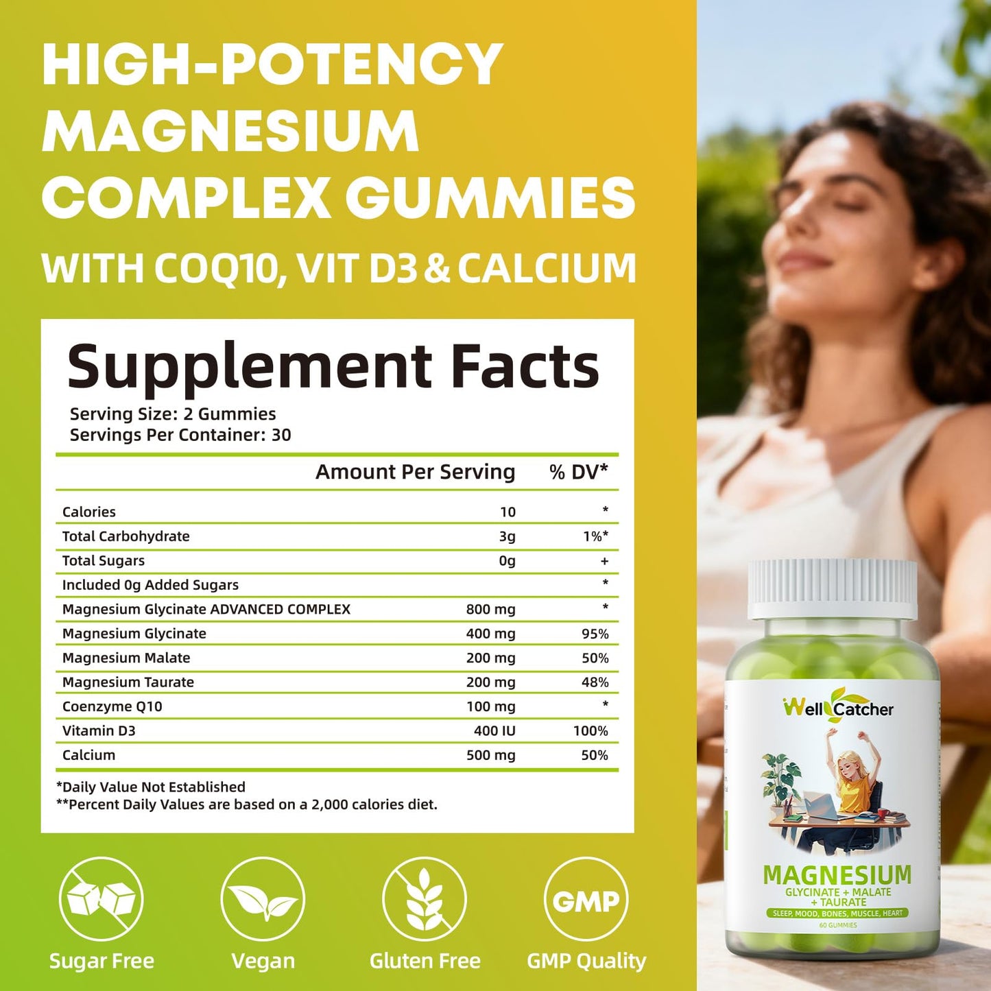 Triple Magnesium Complex Gummies – Sleep, Mood & Bone Health (Sugar-Free, Vegan)