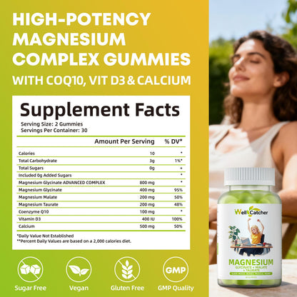 Triple Magnesium Complex Gummies – Sleep, Mood & Bone Health (Sugar-Free, Vegan)