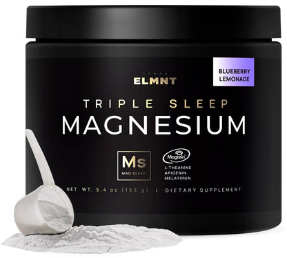 Triple Sleep Magnesium L-Threonate Powder – Magtein Sleep Aid with L-Theanine, Apigenin & Melatonin