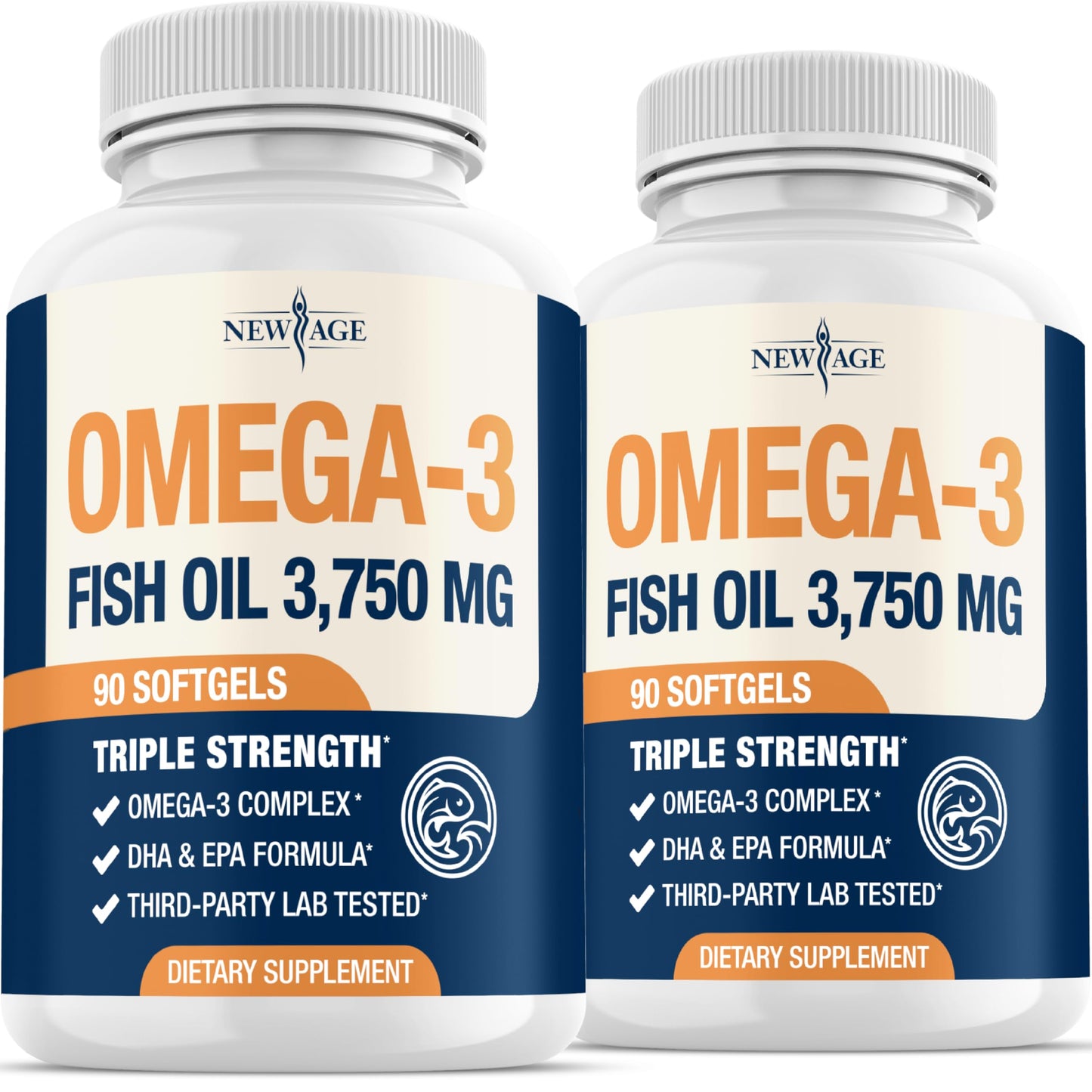Triple Strength Omega-3 Fish Oil 3750 mg - 1350 mg EPA / 900 mg DHA - 180 Burpless Softgels