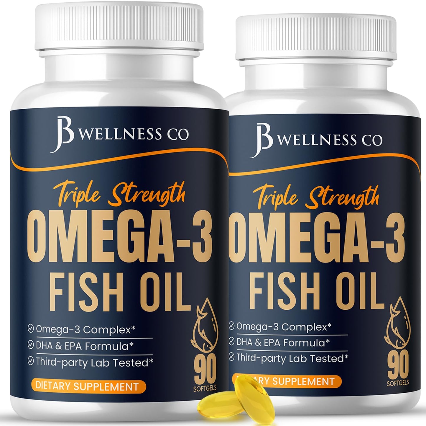 Triple Strength Omega-3 Fish Oil 3750 mg | EPA 1350 mg + DHA 900 mg | Burpless | 180 Count