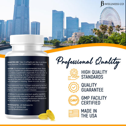 Triple Strength Omega-3 Fish Oil 3750 mg | EPA 1350 mg + DHA 900 mg | Burpless | 180 Count
