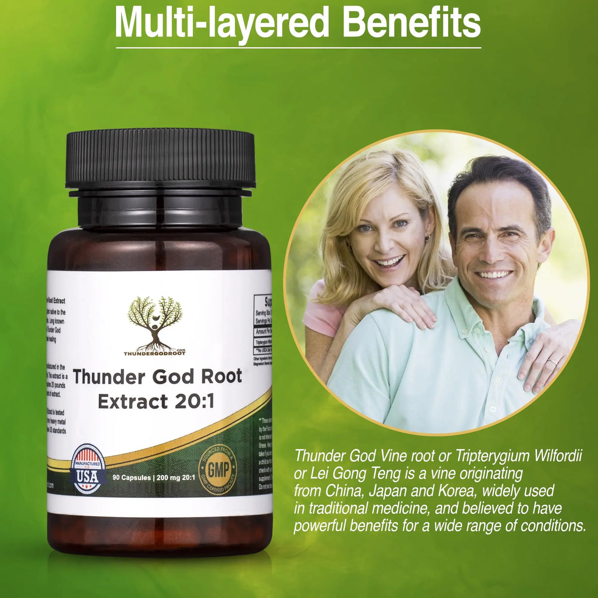 Thunder God Vine Root 20:1 Supplement – 200 mg Tripterygium Wilfordii, 90 Capsules | ThunderGodRoot BritishVita | Premium UK Vitamins & Wellness Supplements
