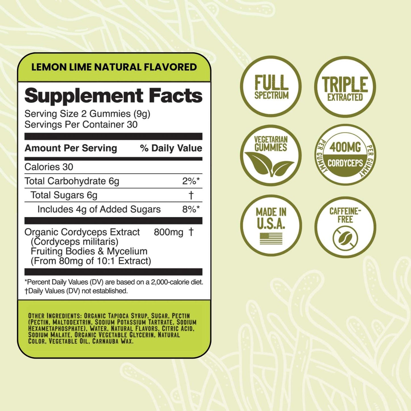 Troomy Boost Cordyceps Gummies – Focus & Active Lifestyle | Lemon Lime | 60 Count
