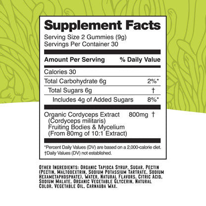 Troomy Boost Cordyceps Gummies – Focus & Active Lifestyle | Lemon Lime | 60 Count