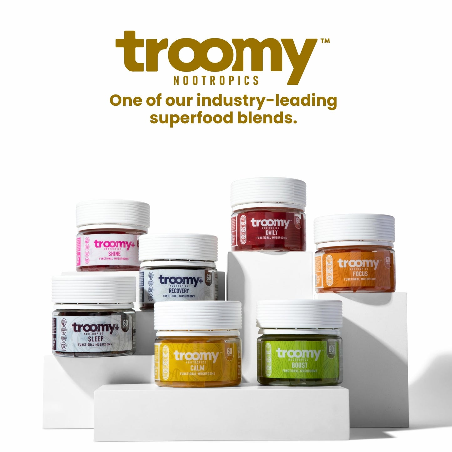 Troomy Reishi Calm Gummies – Pineapple Peach Flavor, Gelatin-Free, Gluten-Free, Vegetarian | 30 Count