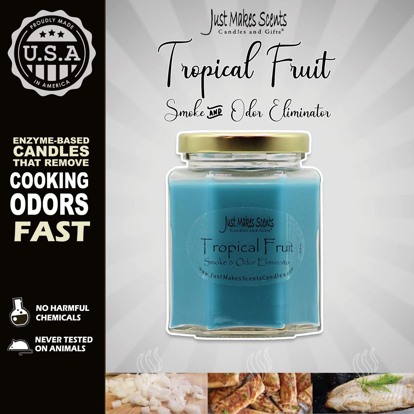 Tropical Fruit Scented Smoke and Odor Neutralizing Candle - Hand Poured in the USA by Just Makes Scents