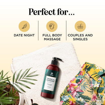 Tropical Massage Oil for Couples – Mango Scent, Coconut & Almond – 16 Fl Oz | Vegan, Gluten Free, Non-GMO