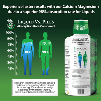 Tropical Oasis Liquid Calcium Magnesium – 98% Absorption – 32 Fl Oz (64 Serv) BritishVita | Premium UK Vitamins & Wellness Supplements