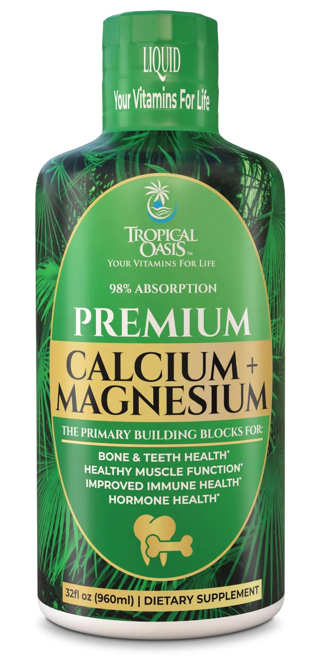 Tropical Oasis Liquid Calcium Magnesium – 98% Absorption – 32 Fl Oz (64 Serv) BritishVita | Premium UK Vitamins & Wellness Supplements