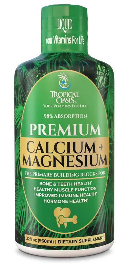 Tropical Oasis Liquid Calcium Magnesium – 98% Absorption – 32 Fl Oz (64 Serv) BritishVita | Premium UK Vitamins & Wellness Supplements