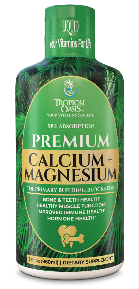 Tropical Oasis Liquid Calcium Magnesium – 98% Absorption – 32 Fl Oz (64 Serv) BritishVita | Premium UK Vitamins & Wellness Supplements