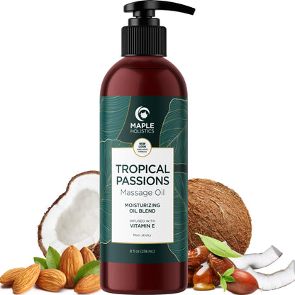 Tropical Sensual Massage Oil for Couples - Mango Scent, Coconut & Almond