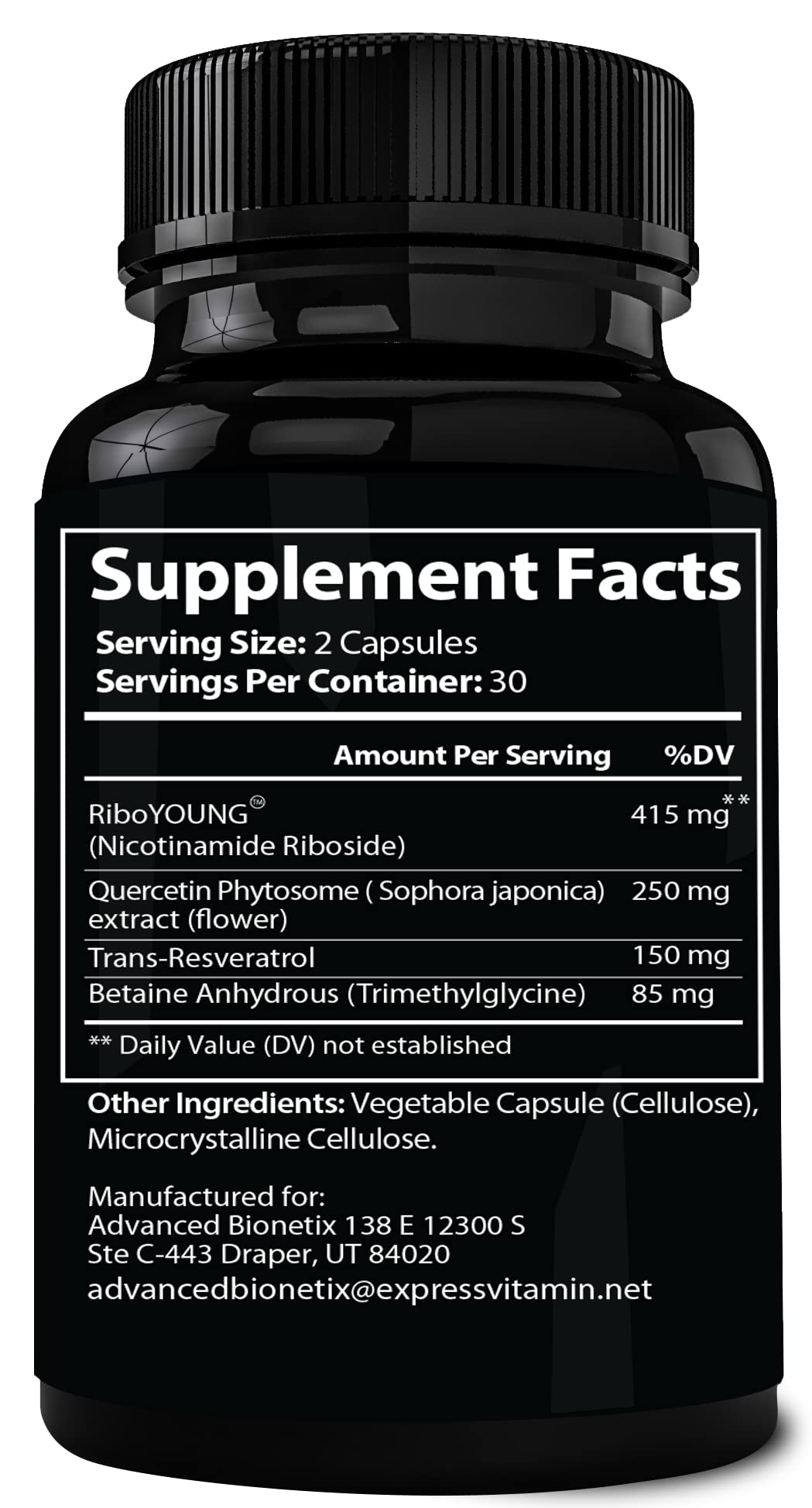 Advanced Bionetix NAD+ Supplement with NR, Resveratrol & RiboYOUNG™ – True Anti-Aging