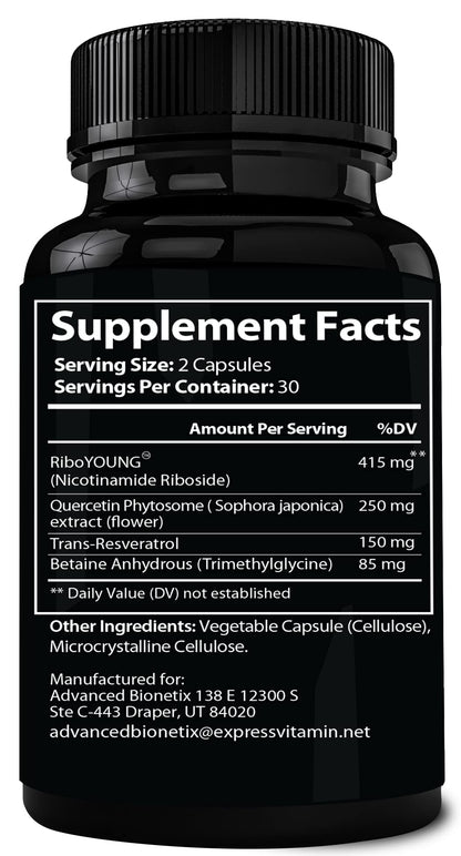Advanced Bionetix NAD+ Supplement with NR, Resveratrol & RiboYOUNG™ – True Anti-Aging