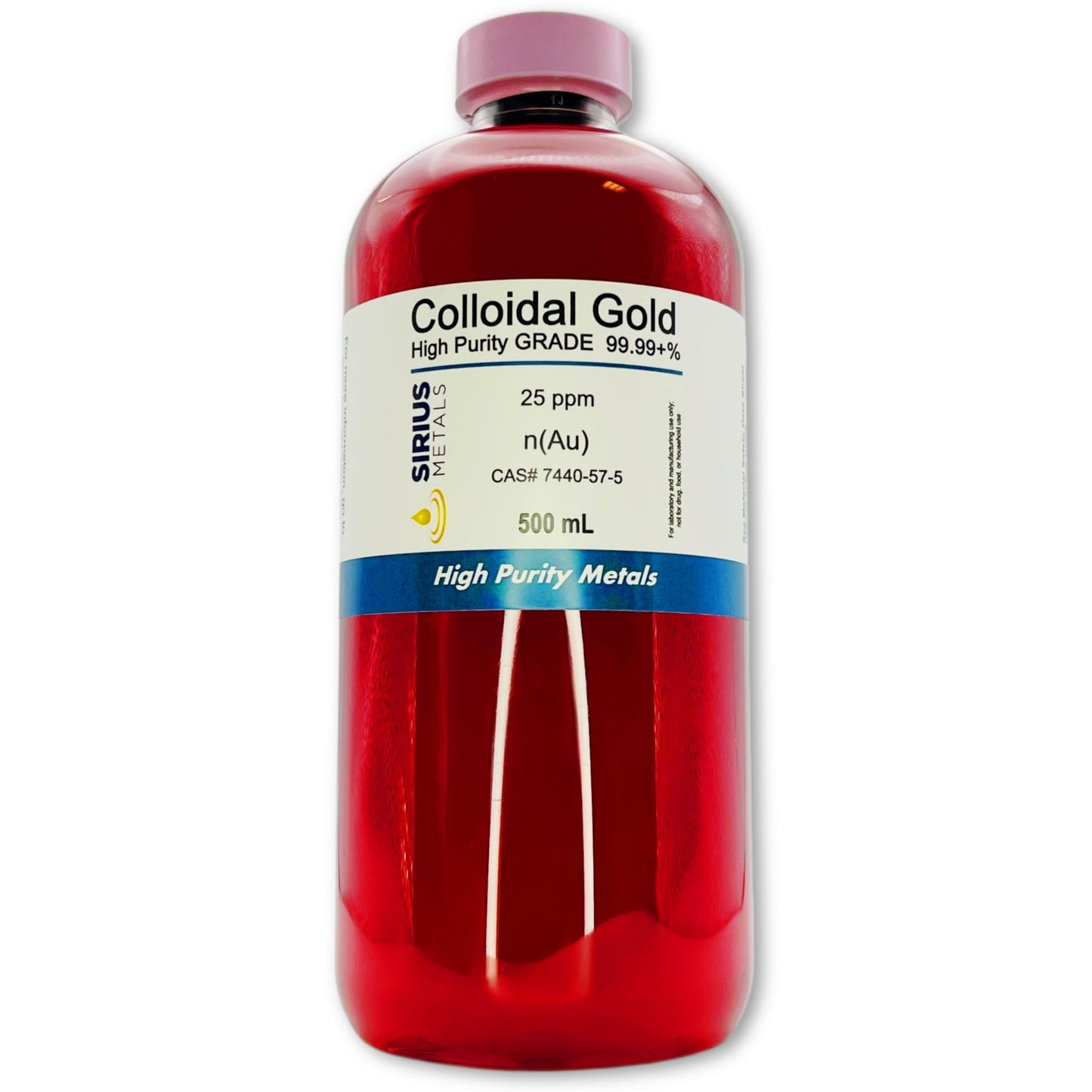 True Colloidal Gold 25 ppm – 500 mL, 99.99% Purity | USA Made