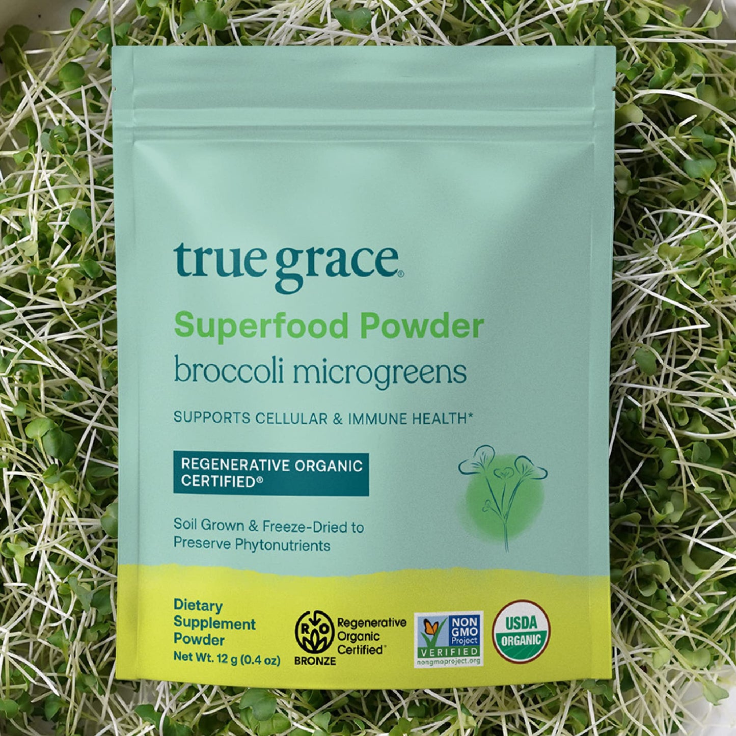 True Grace Broccoli Microgreens 0.4 oz – Immune Support, Vegan