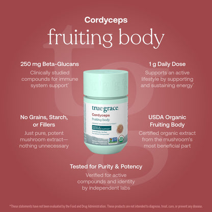 True Grace Cordyceps - Organic Mushroom Energy & Endurance (60 Capsules)