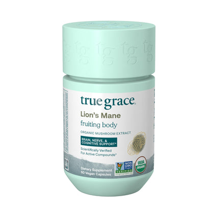 True Grace Lion's Mane – Brain, Nerve & Cognitive Support | 60 Capsules | Organic