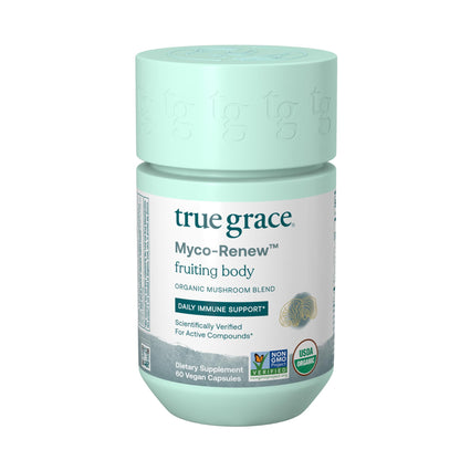 True Grace Mushroom Myco-Renew Blend - Organic Immune Support, 60 Count Capsules