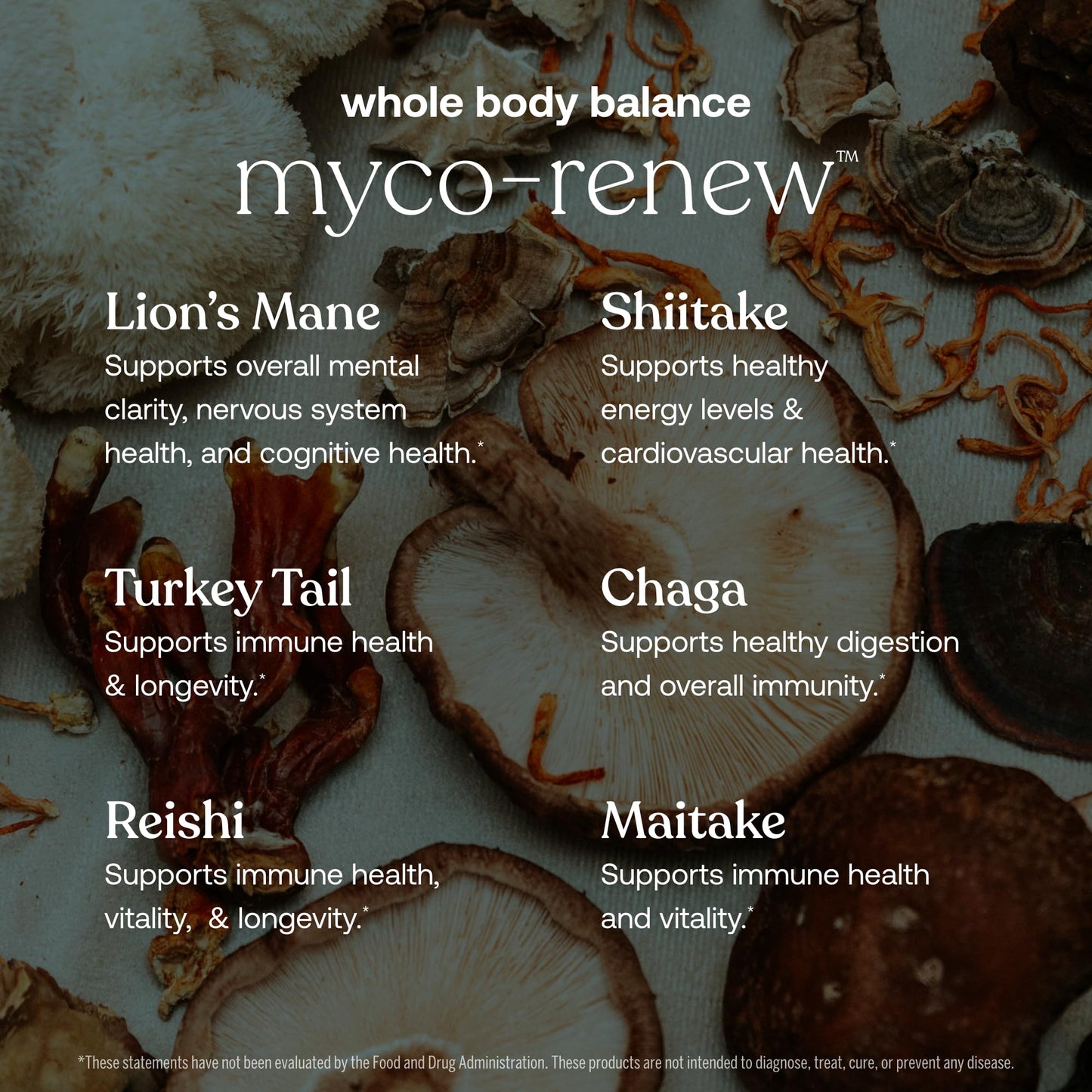 True Grace Mushroom Myco-Renew Blend - Organic Immune Support, 60 Count Capsules