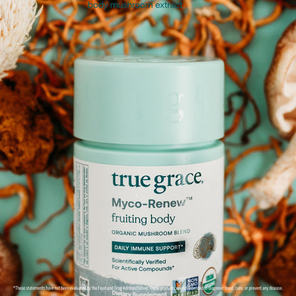 True Grace Mushroom Myco-Renew Blend - Organic Immune Support, 60 Count Capsules
