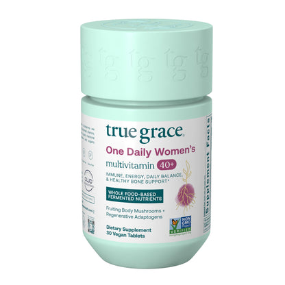 True Grace One Daily Women's Multivitamin 40+ - Fermented Minerals, Organic Adaptogens & Mushrooms