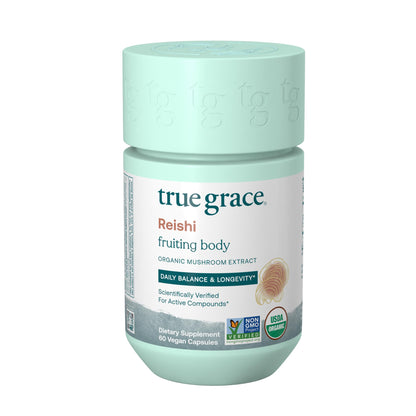 True Grace Mushroom Reishi Daily Balance & Longevity - 60 Count Capsules - Organic