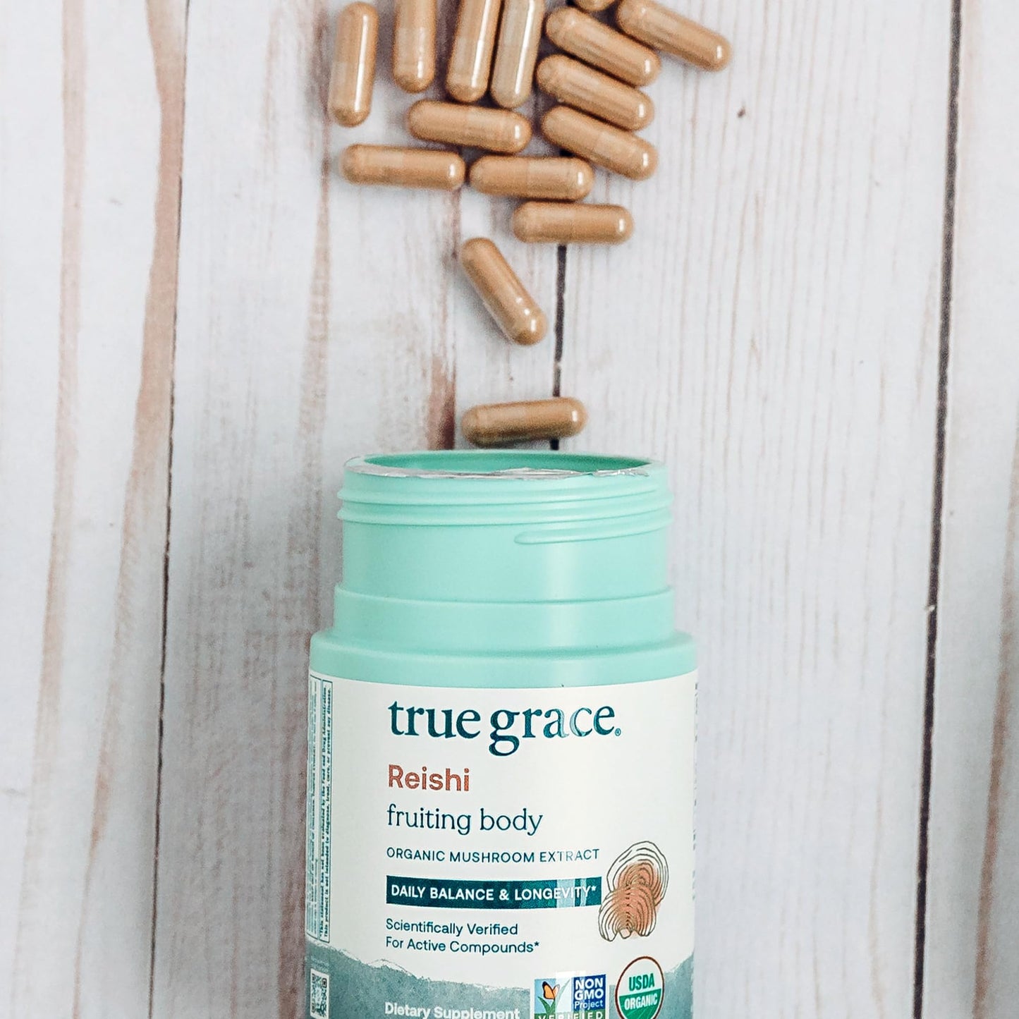 True Grace Mushroom Reishi Daily Balance & Longevity - 60 Count Capsules - Organic