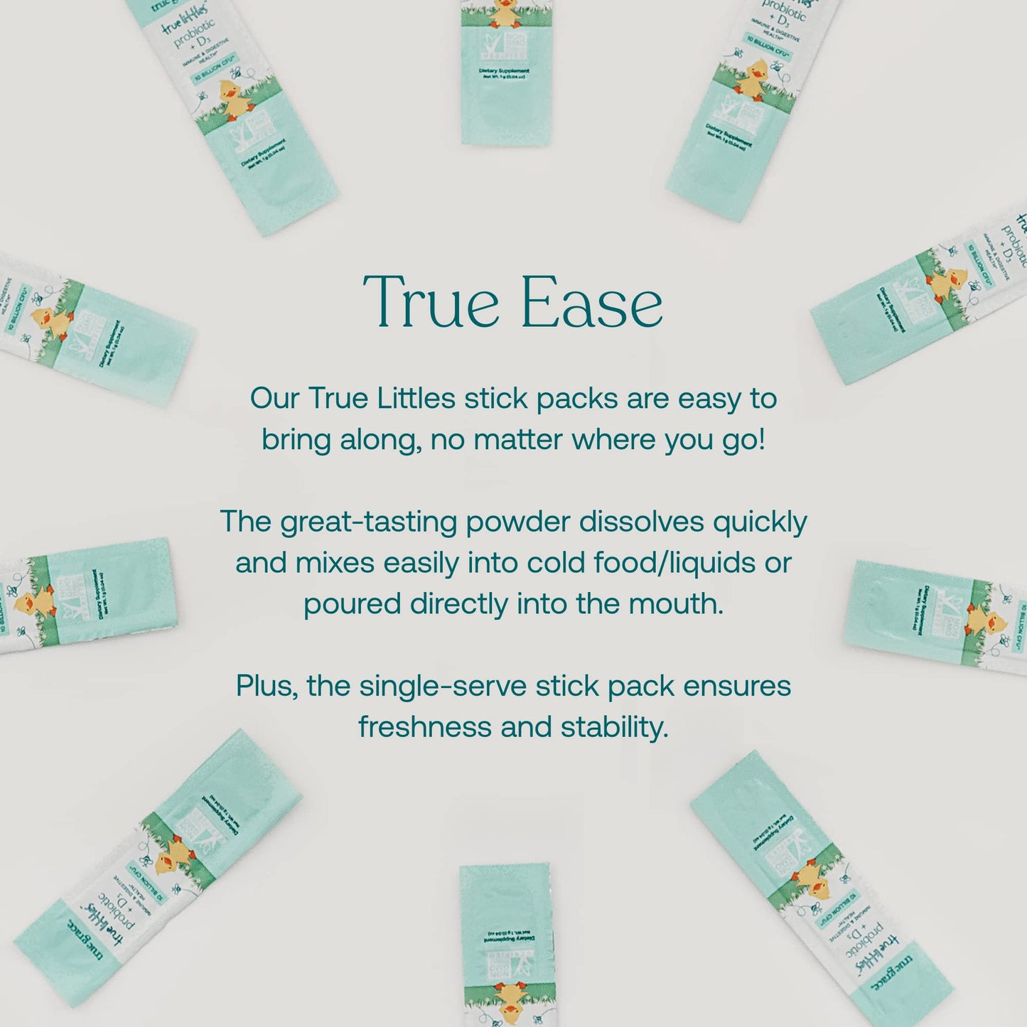 True Littles Probiotic + Vitamin D3 for Kids — 30 Stick Packs | Gluten, Soy & Dairy Free | True Grace