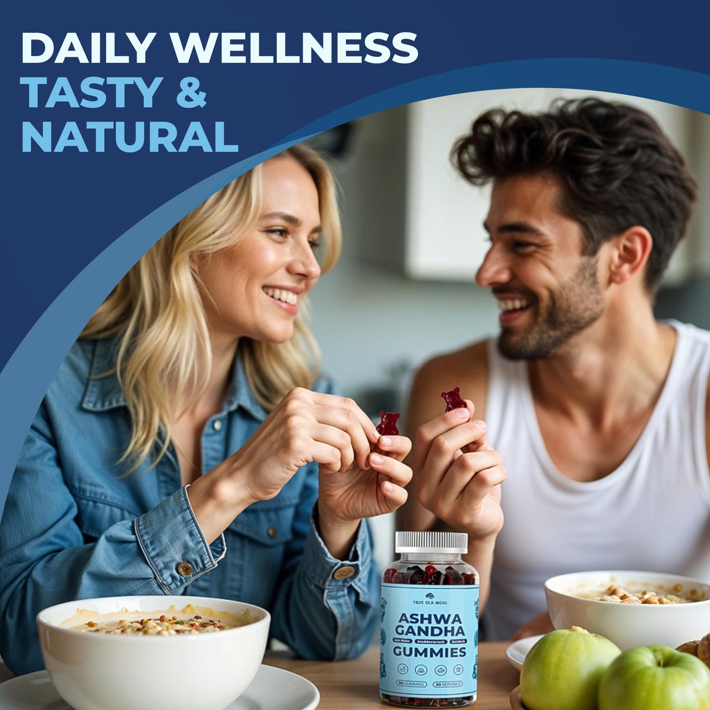 TrueSeaMoss Sea Moss Gummies with Ashwagandha – 1200mg/Serving, Vegan, Non-GMO, Made in USA, 60 Gummies