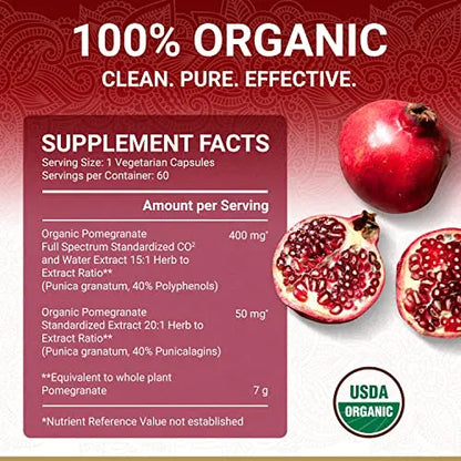 True Veda Organic Pomegranate Extract Supplement – USDA Organic, 60 Vegan Capsules BritishVita | Premium UK Vitamins & Wellness Supplements