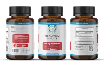 TrueMed Magnesium Malate 1350 mg – 90 Capsules | High Bioavailability, Muscle Function