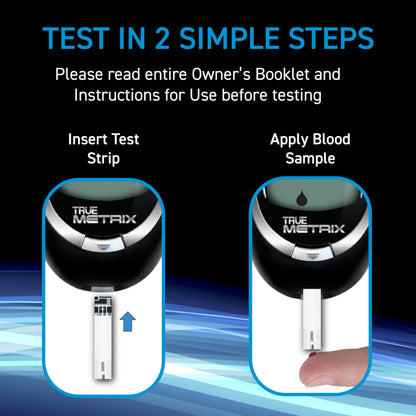 TRUE METRIX 100ct Test Strips + 100ct TRUEplus 30g Lancets | Self-Monitoring Blood Glucose Kit