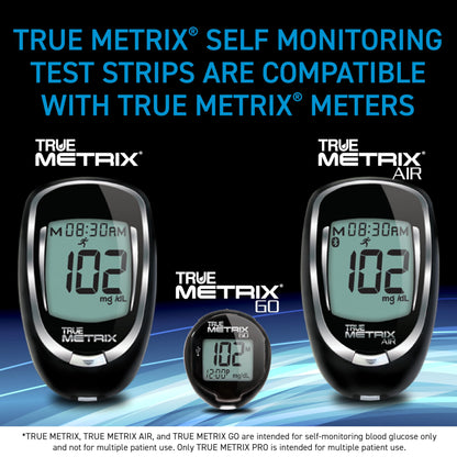 TRUE METRIX 100ct Test Strips + 100ct TRUEplus 30g Lancets | Self-Monitoring Blood Glucose Kit