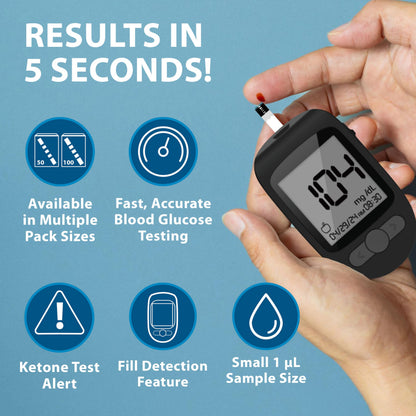 TRUENESS Blood Glucose Test Strips – 50 Count (2 Pack) for TRUENESS Meters