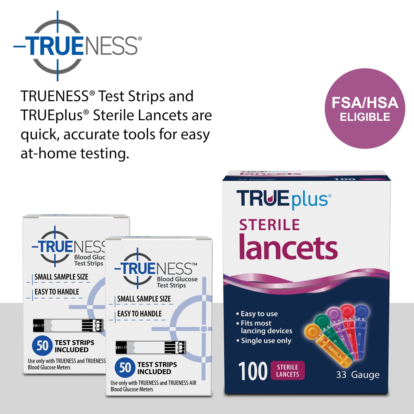 TRUENESS Blood Glucose Test Strips 100ct + 100 Lancets – Compatible with TRUENESS Meters