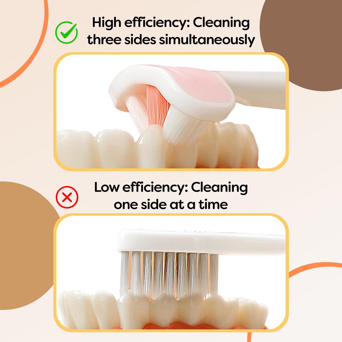 Trueocity Baby Toothbrush 6-12m, 1-2y & 2-4y | Extra Soft, 3-Sided Toothhugger (Apricot)