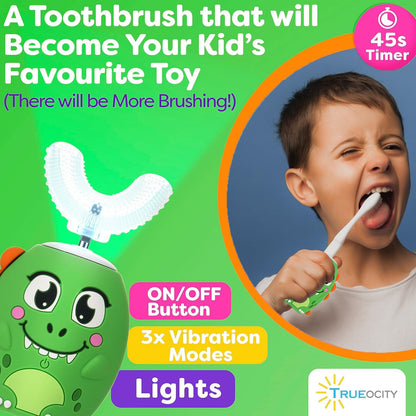 Trueocity Kids U Shape Electric Toothbrush 360-Degree Silicone U-Head (Ages 2-7)