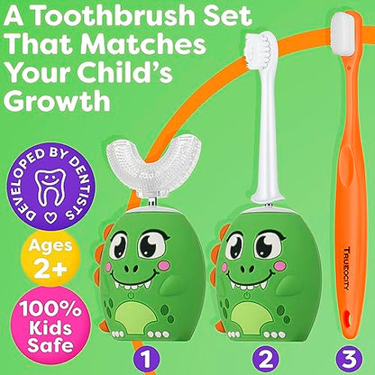 Trueocity Kids U Shape Electric Toothbrush 360-Degree Silicone U-Head (Ages 2-7)
