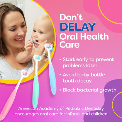 Trueocity Extra Soft Toddler Toothbrush 3-Pack – 3-Sided Toothhugger for Ages 12 Months+, 10,000 Ultra-Soft Bristles